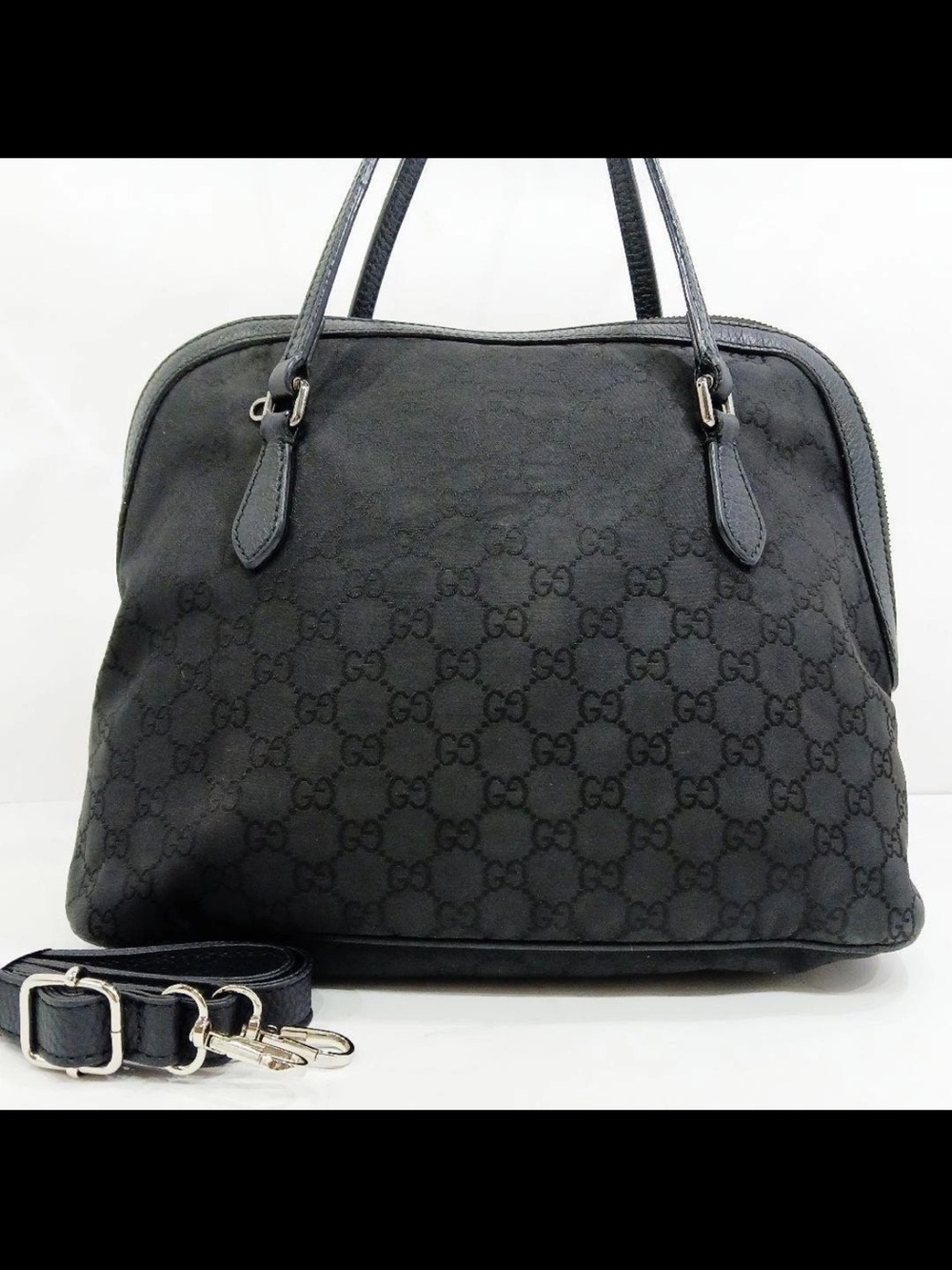 Gucci Black GG Monogram Dome Shoulder Bag